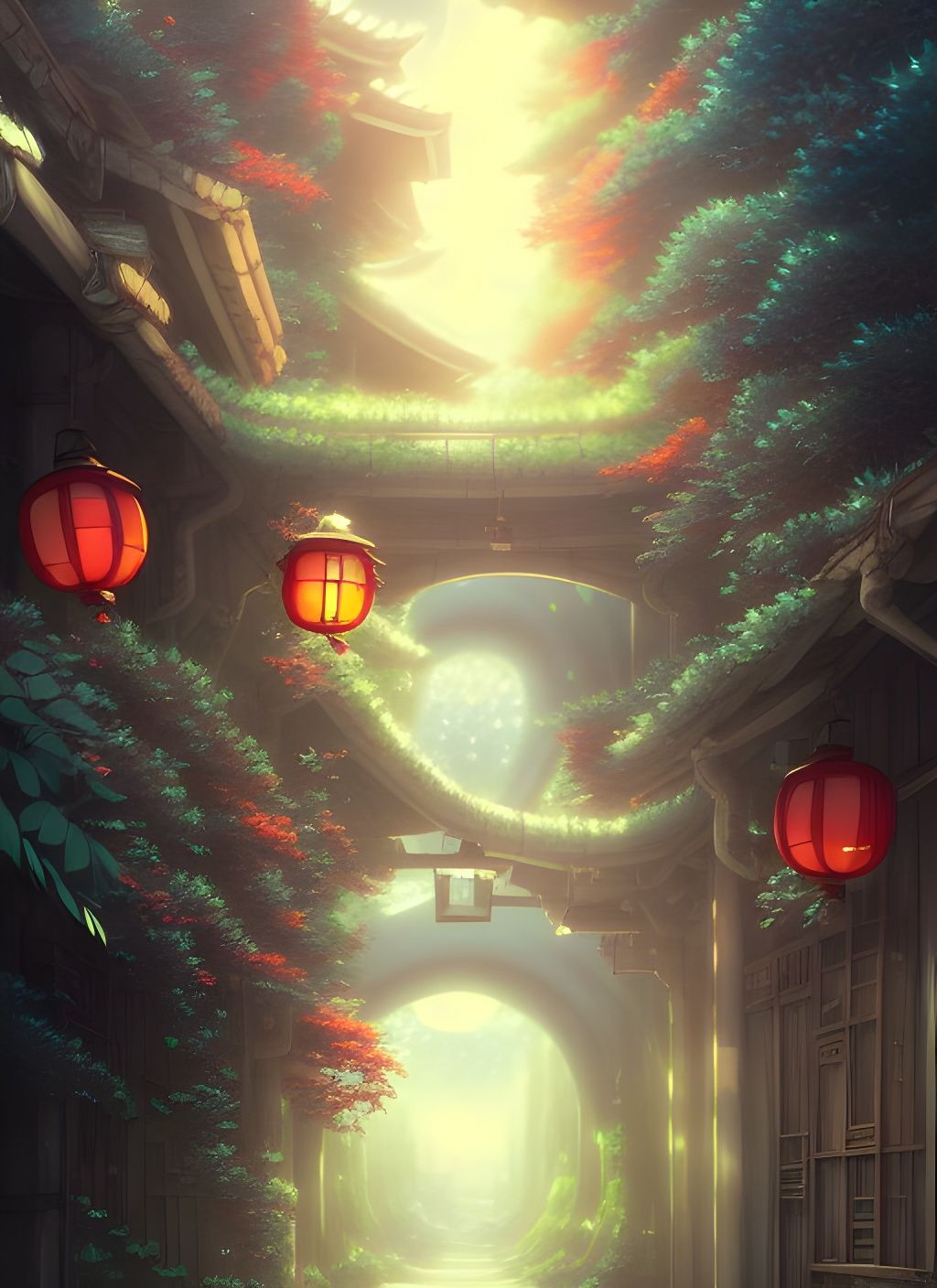 Anime Japanese Alleyway in Studio Ghibli Style