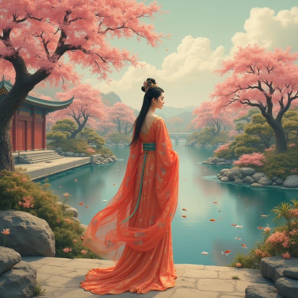 Tang Dynasty Empress in Imperial Garden