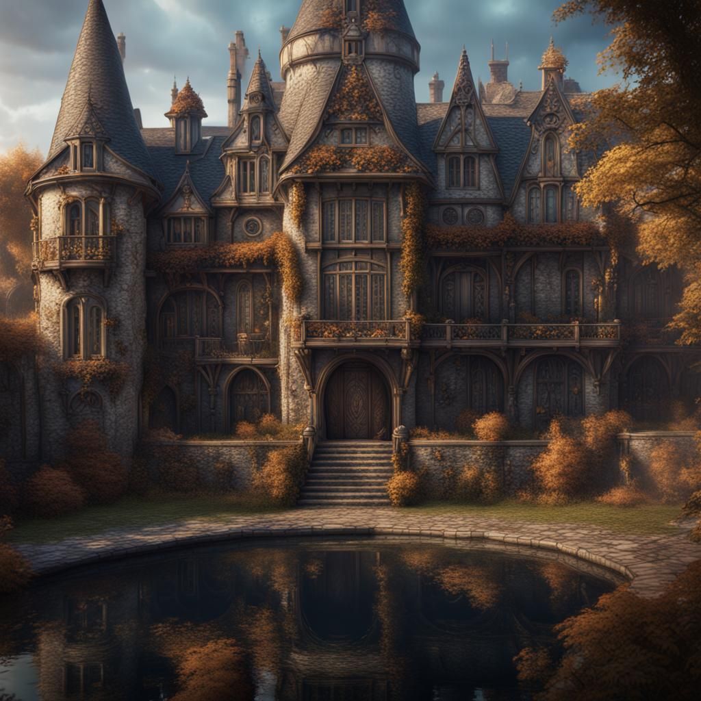 Grand Manor: Detailed Matte Painting in Fantasy Style