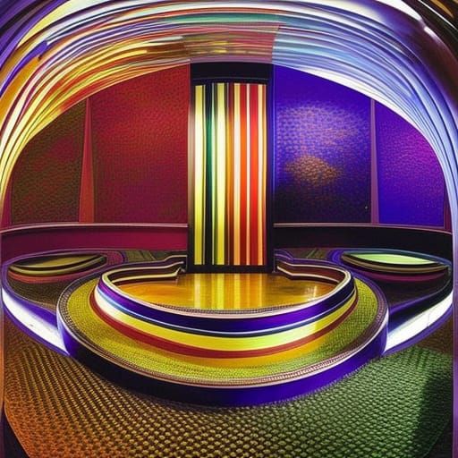 Opera House Interior with Tiffany Glass in Surreal Style