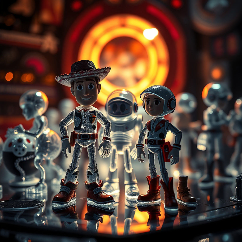 Futuristic Holographic Toy Story Figurines in HDR