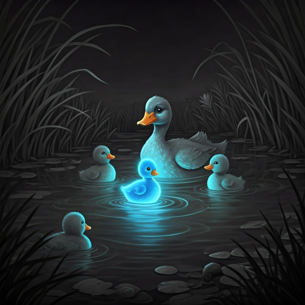 Ghost Duckling Glows in Melancholic Monochromatic Scene