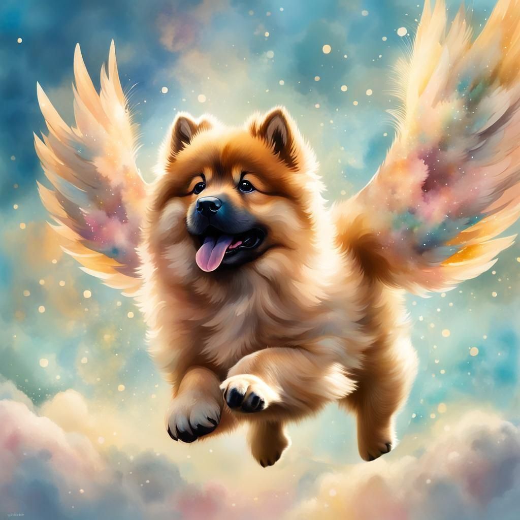 Golden-Winged Eurasier Puppy Flies