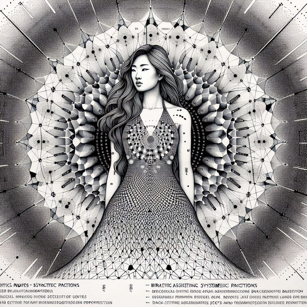 Ethereal Asian Goddess Emerges from Crystal Structure