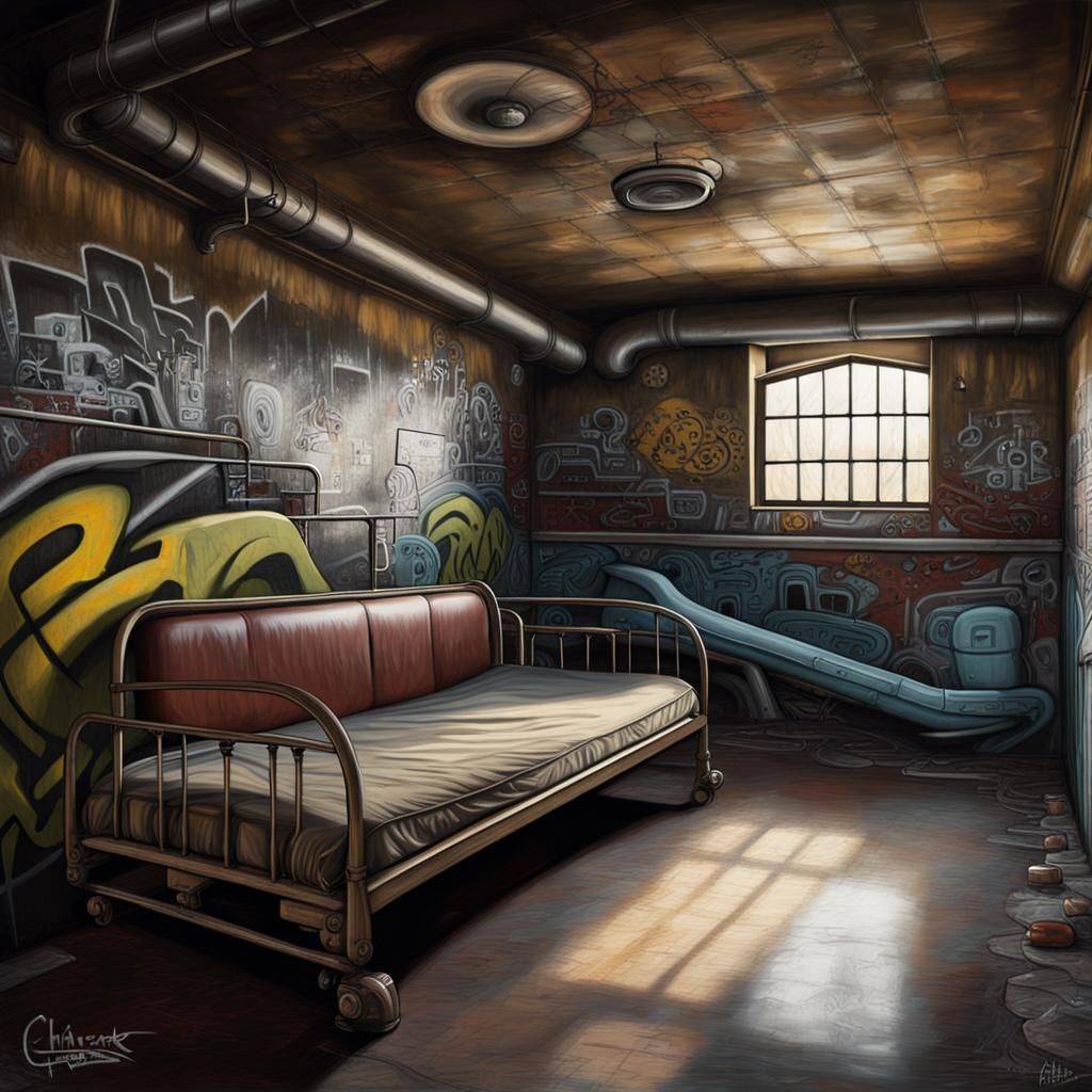 Graffiti Style Skater Home with Half-Pipes