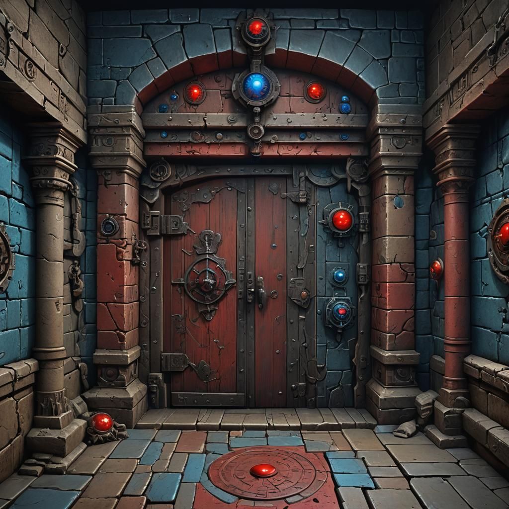 Dungeon Room Puzzle: Buttons in a Matte Painting