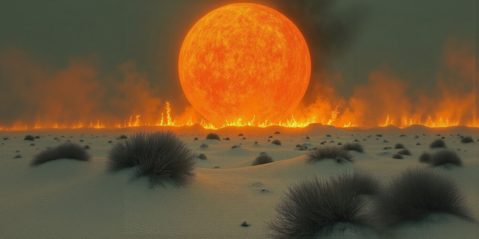 Inferno in the Desert: A Fiery Barren Landscape