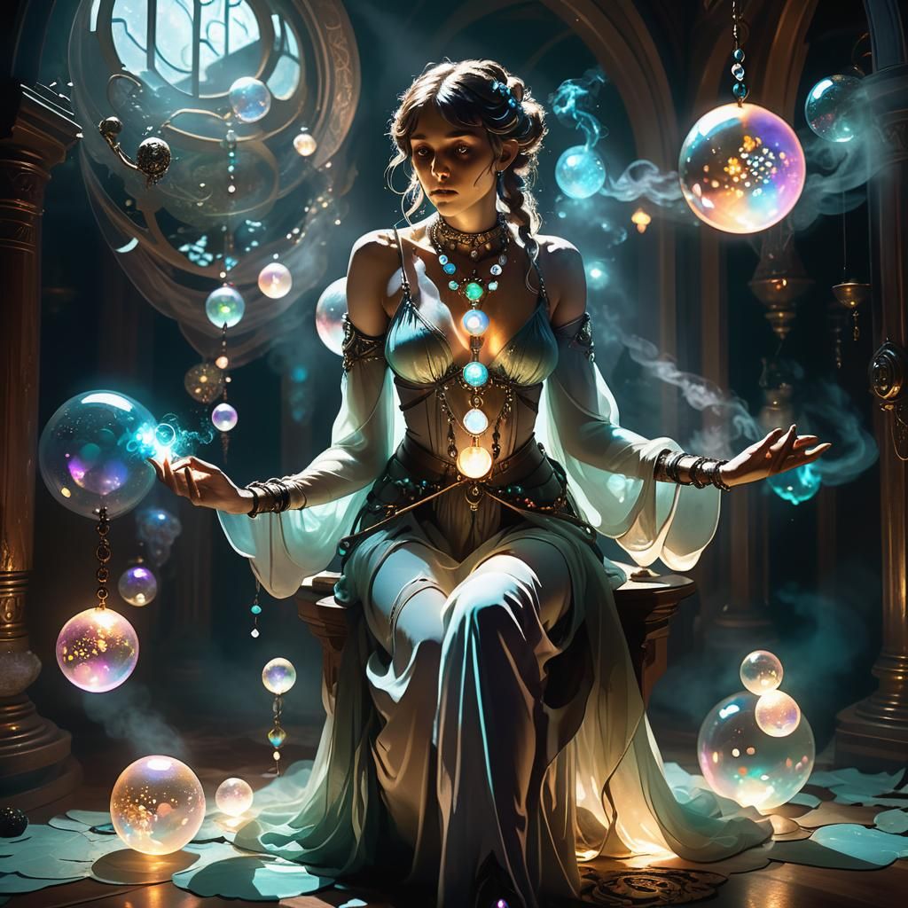 Ethereal Adventurer in Bioluminescent Fantasy RPG Scene