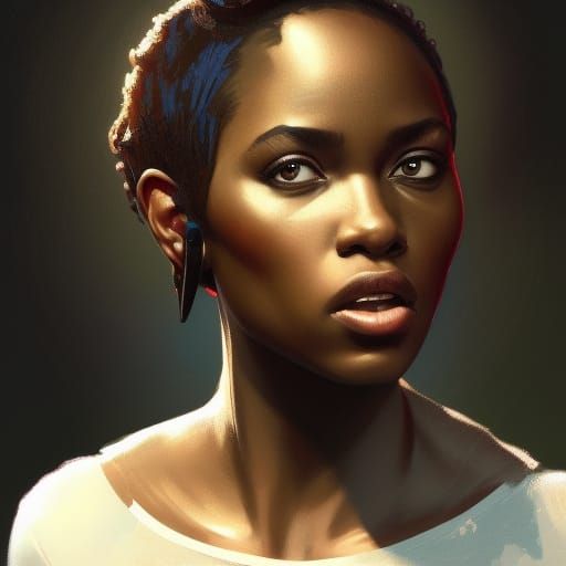 Black Woman Speaking: Hyperdetailed Portrait