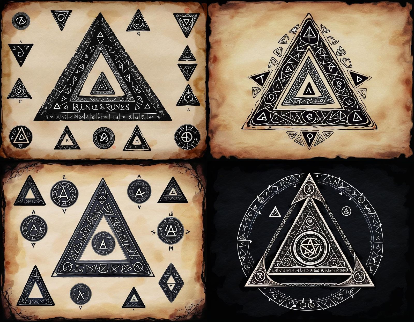 Glowing Triangle Runes in Dark Space