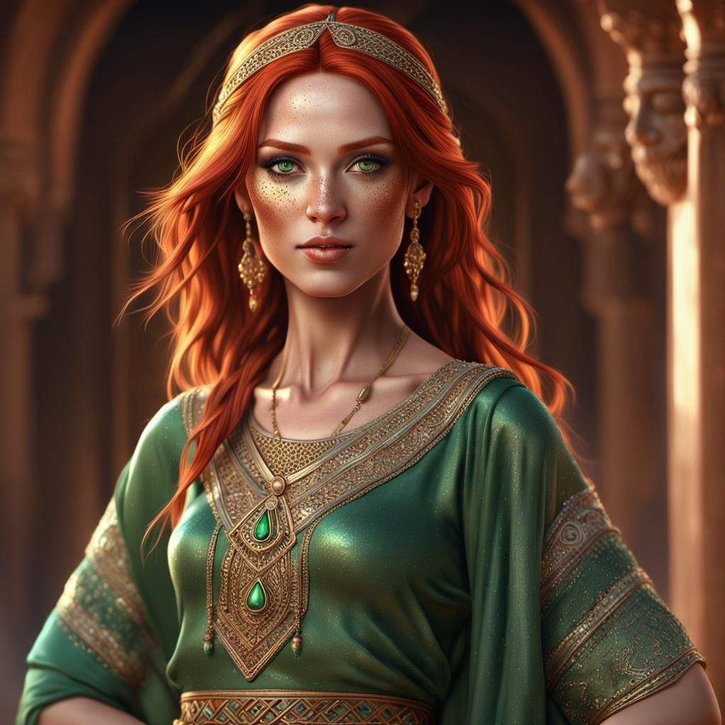 Youthful Woman in Arabian Gown: Fantasy Art