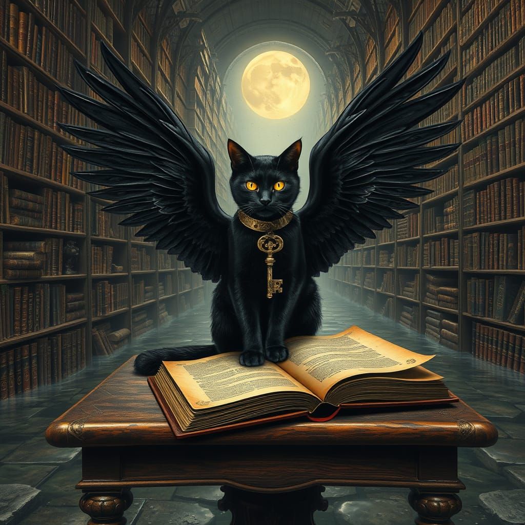 Surreal Medieval Library Scene in Impasto Style