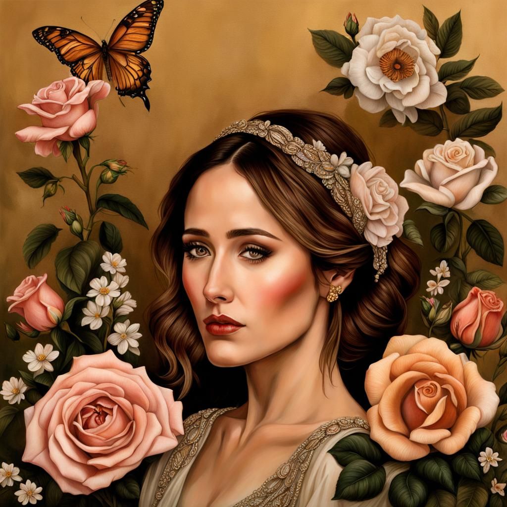 Floral Portrait in Impressionist Style