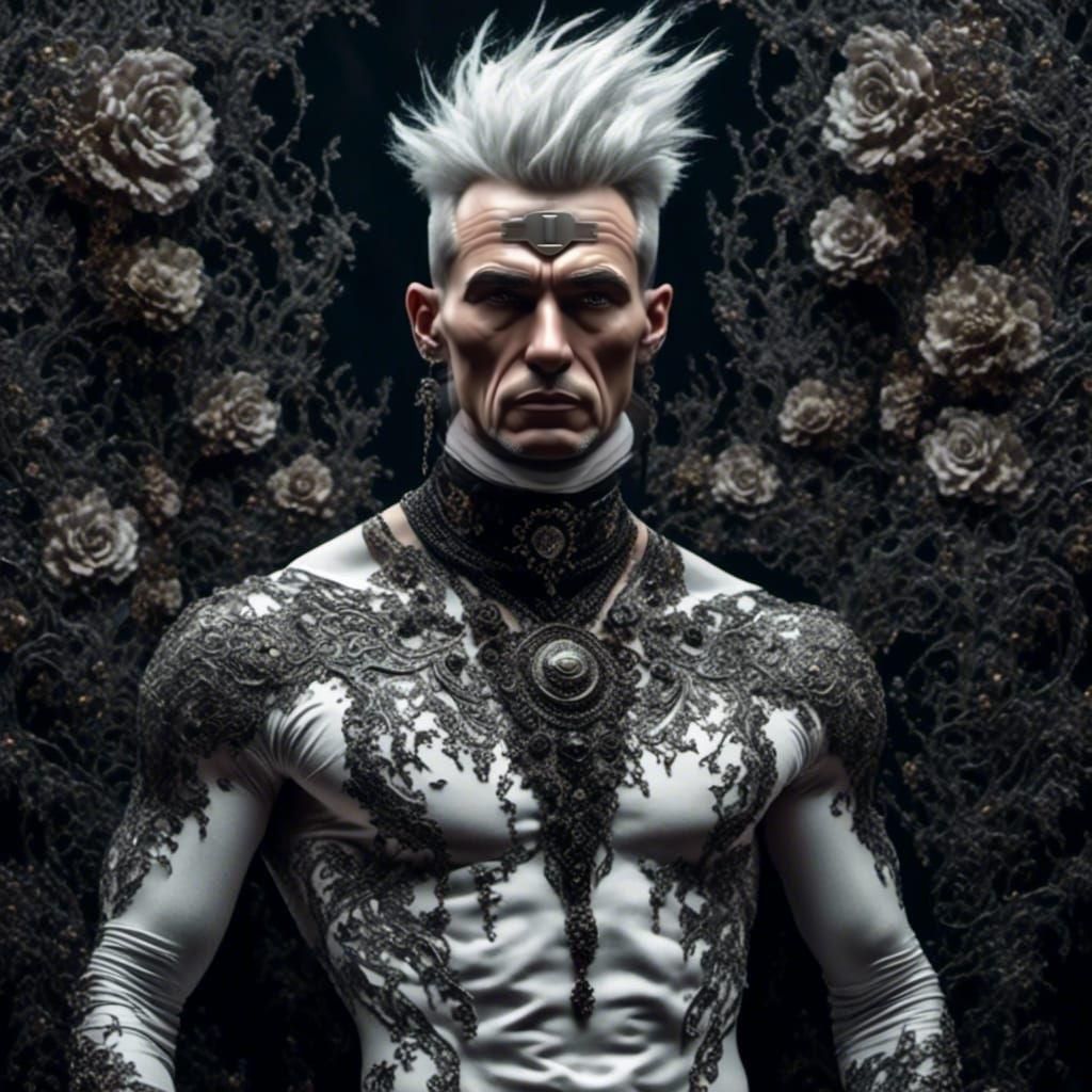 Fantasy Goth Punk Man in Leather Outfit