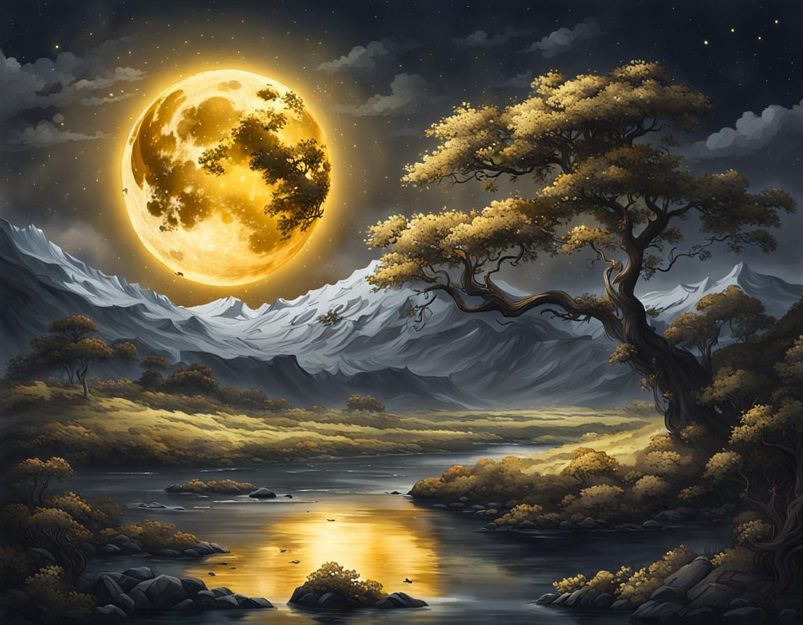 Radiant Golden Moon Masterpiece
