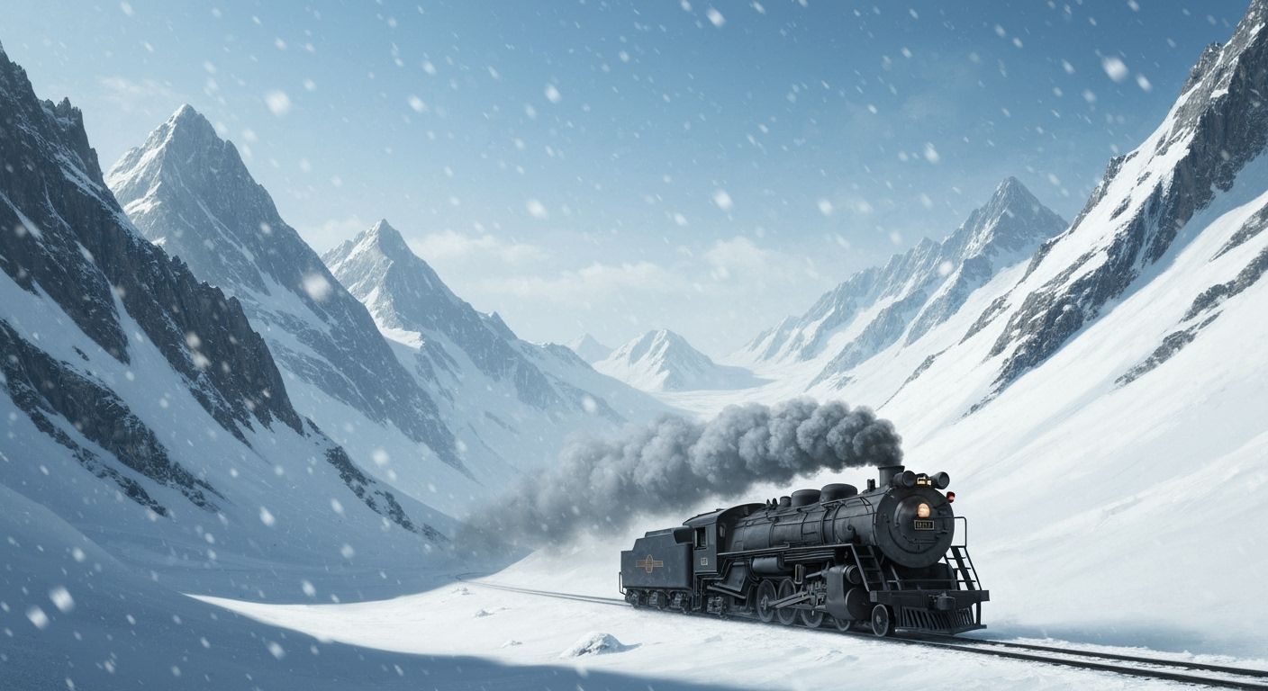 picture  of a train traveling through a snowy landscape