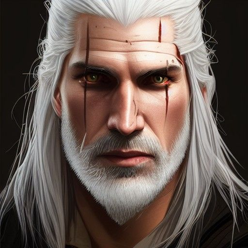 The Witcher Portrait in a Hyperdetailed Style