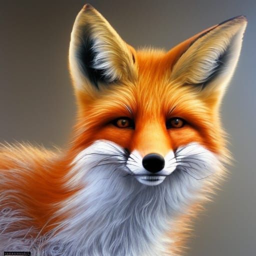 Detailed Fox Portrait with Sparkling Eyes, Digital Art