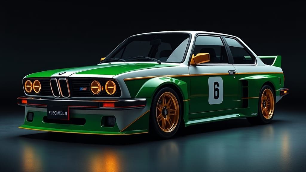 Retro-Futuristic Electric Vehicle with Classic Livery