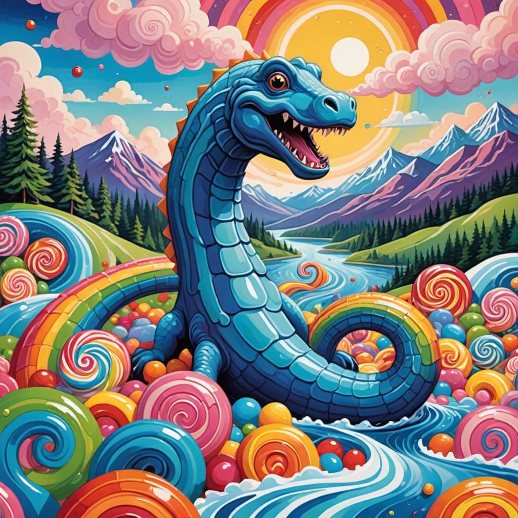 Loch Ness Monster in Candyland Fantasy Art