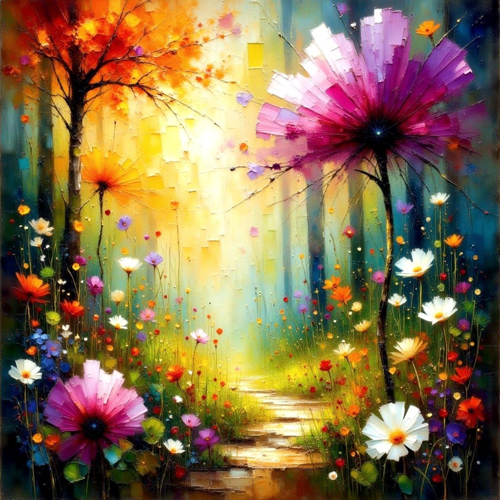 Dreamer's Garden in Vibrant Impressionist Style