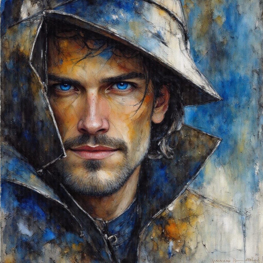 Knight Portrait in Baroque Style with Alcohol Ink