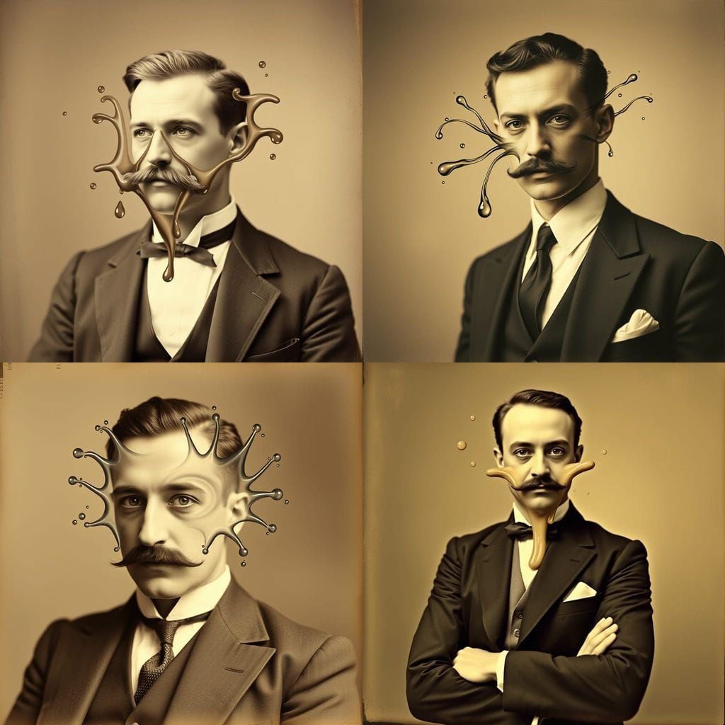 Surreal Sepia Portrait of Melting Man as Photograph