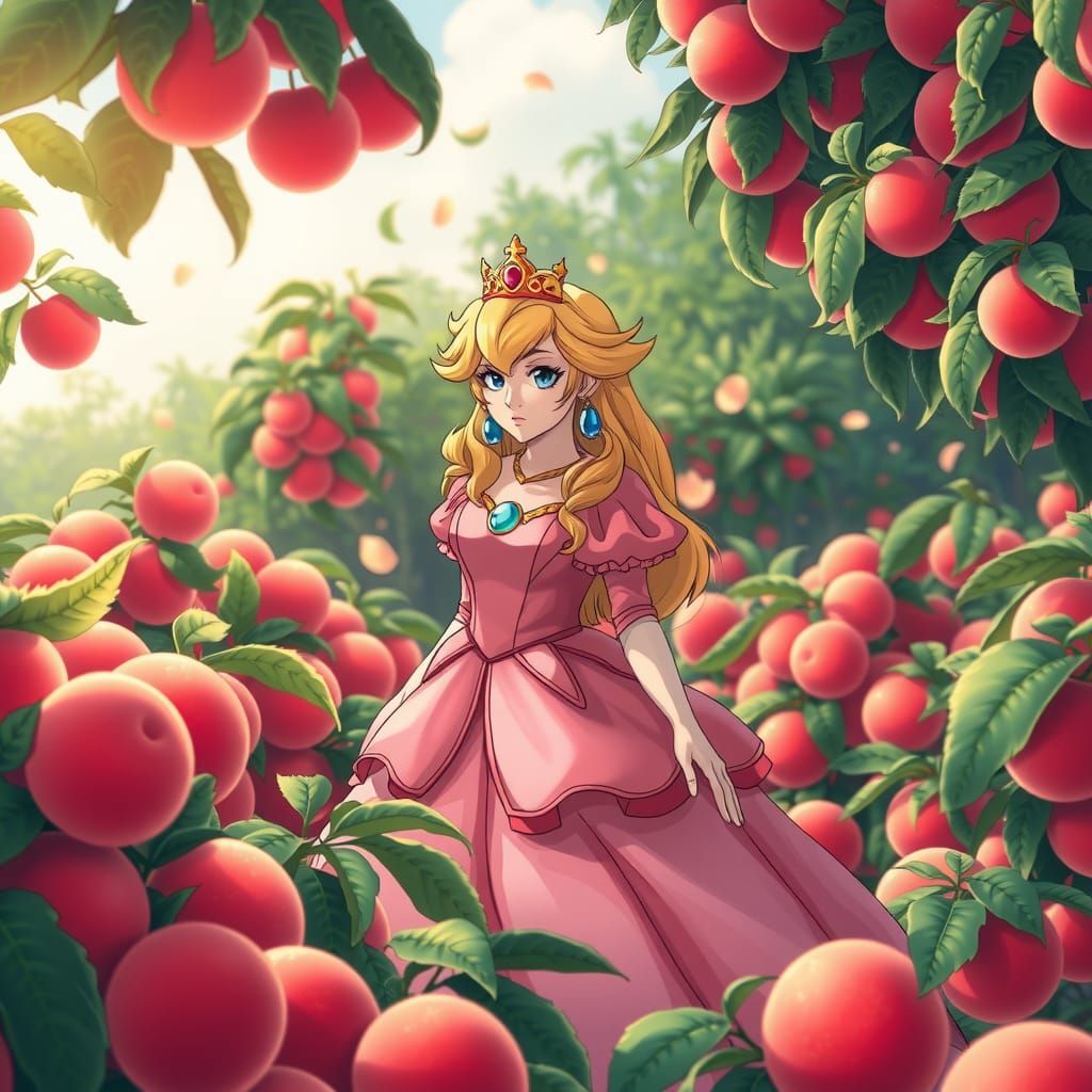 Princess Peach in Manga Style Peach Orchard