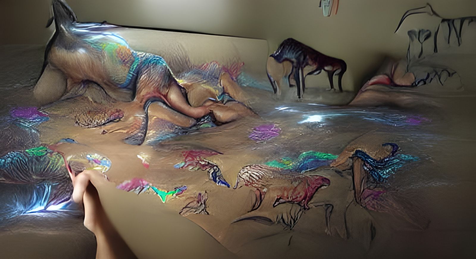 Holographic Cave Painting: Detailed Ancient Art