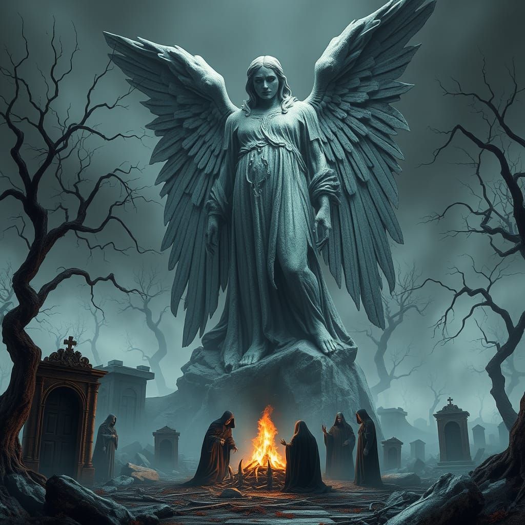 Ethereal Twilight Burial Ground in Dark Concept Art Style