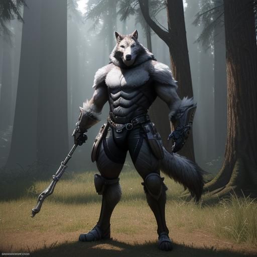 Anthropomorphic Wolves Portrait in Realistic 3D Digital Art
