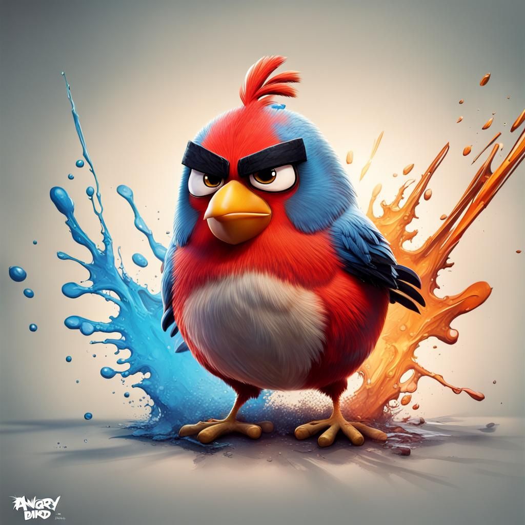 Hyperrealistic Angry Bird Splash Art