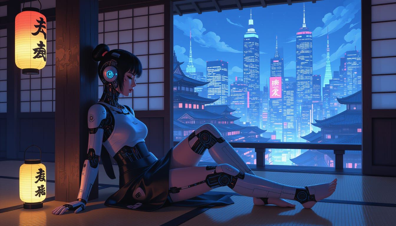 Cybernetic Woman in Dojo: Cyberpunk Meets Tradition