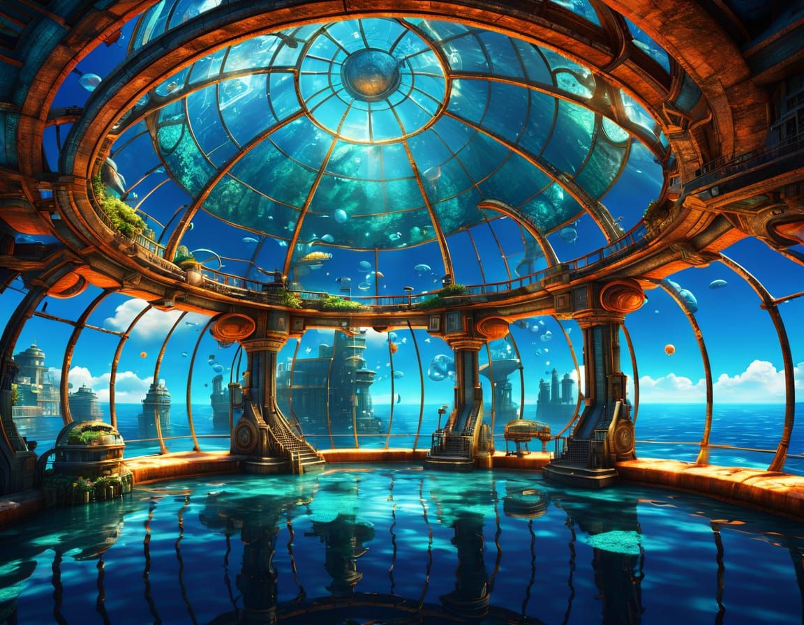 Atlantis in Underwater Dome: Bioshock Style