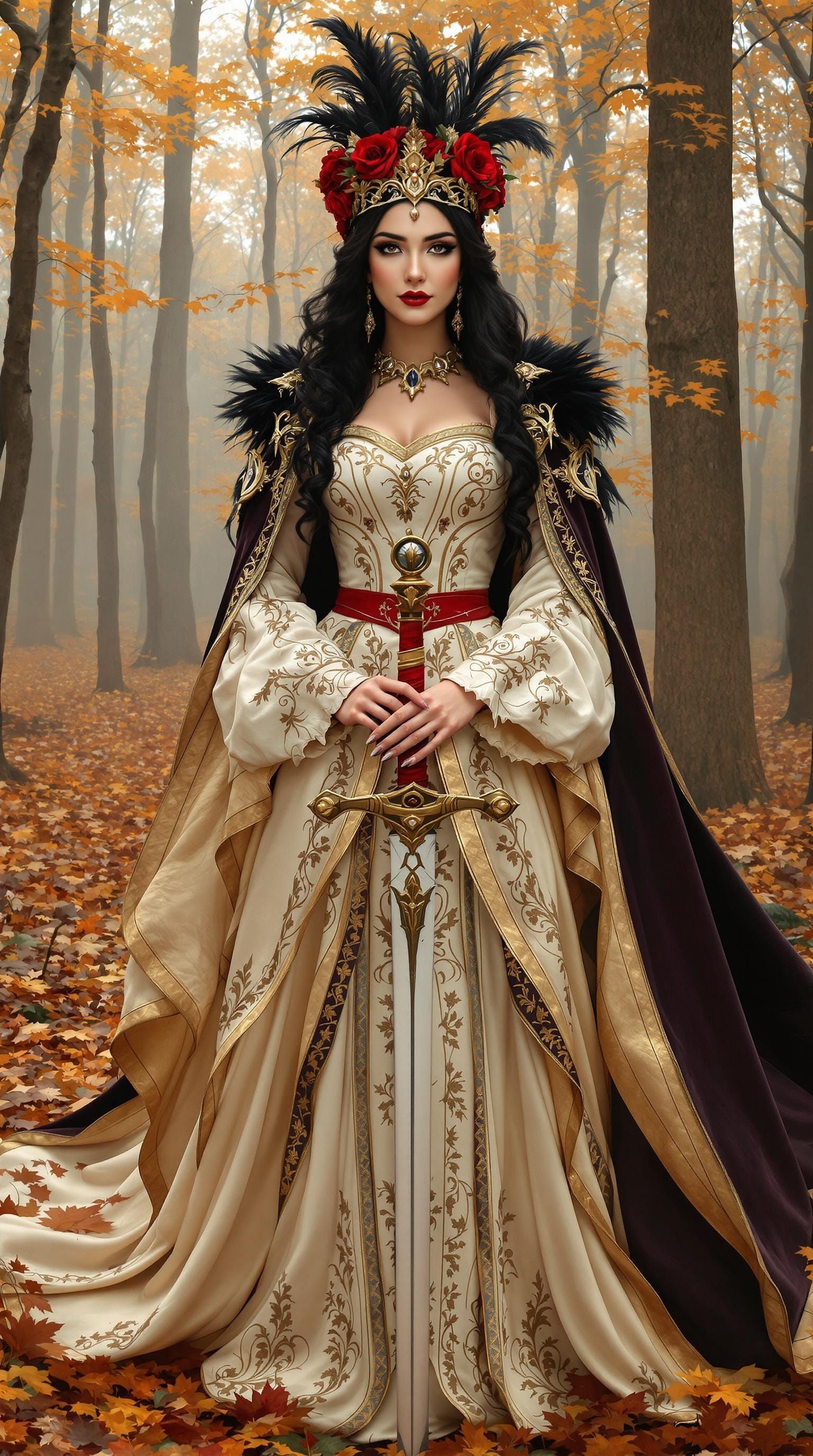 Mystical Autumn Goddess in Medieval Attire