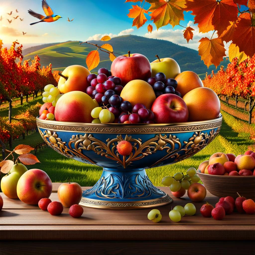Floating Island of Autumn Fruits: Enchanted Landscape