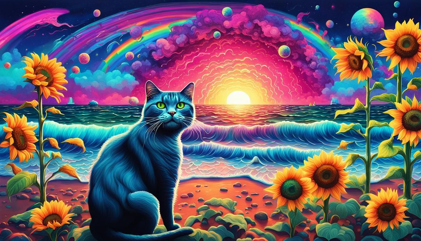 Surreal Cyberpunk Ocean Waves in Candyland Style