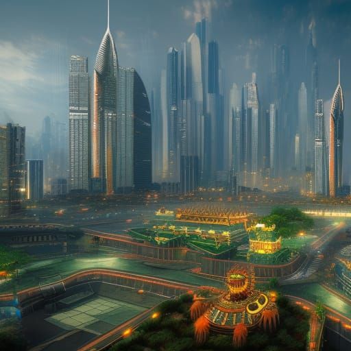 Futuristic Jakarta, Indonesia: Detailed Matte Painting