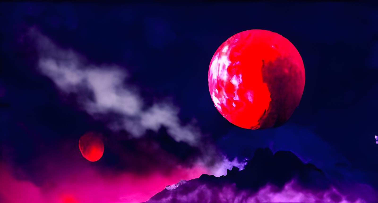 Ultra HD Image of a Red Moon Over Mountains