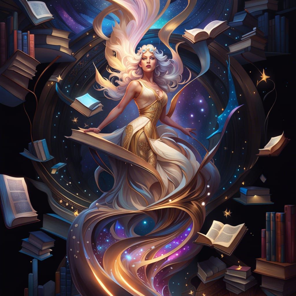 Cosmic Highway of Books: Hyperdetailed Art Station Splash