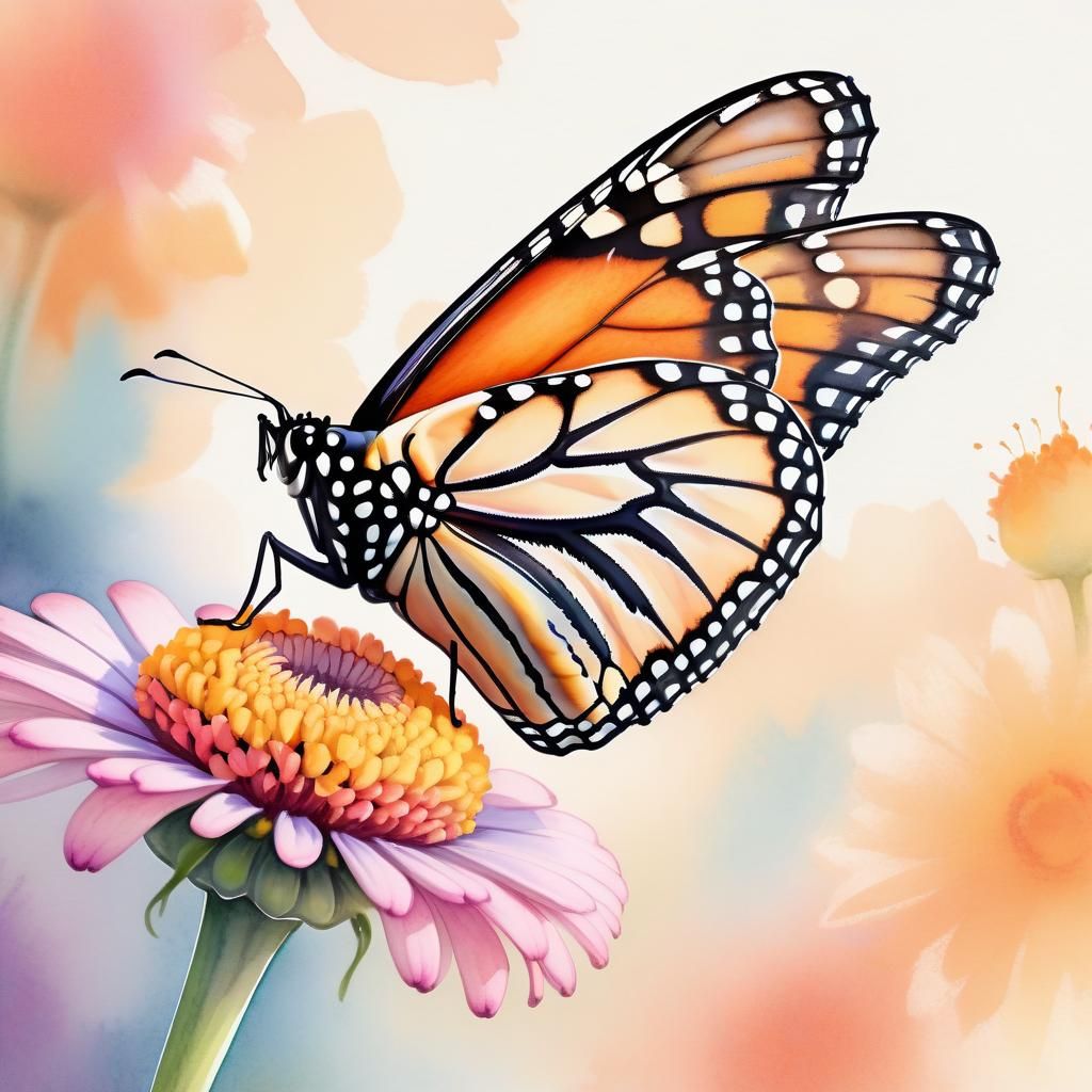 Monarch Butterfly in Watercolor Style
