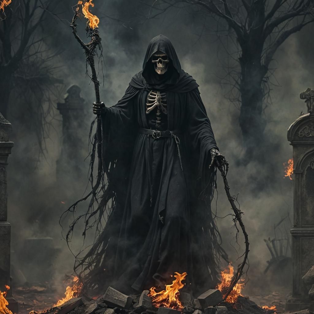 Fiery Gothic Grim Reaper in Blazing Inferno