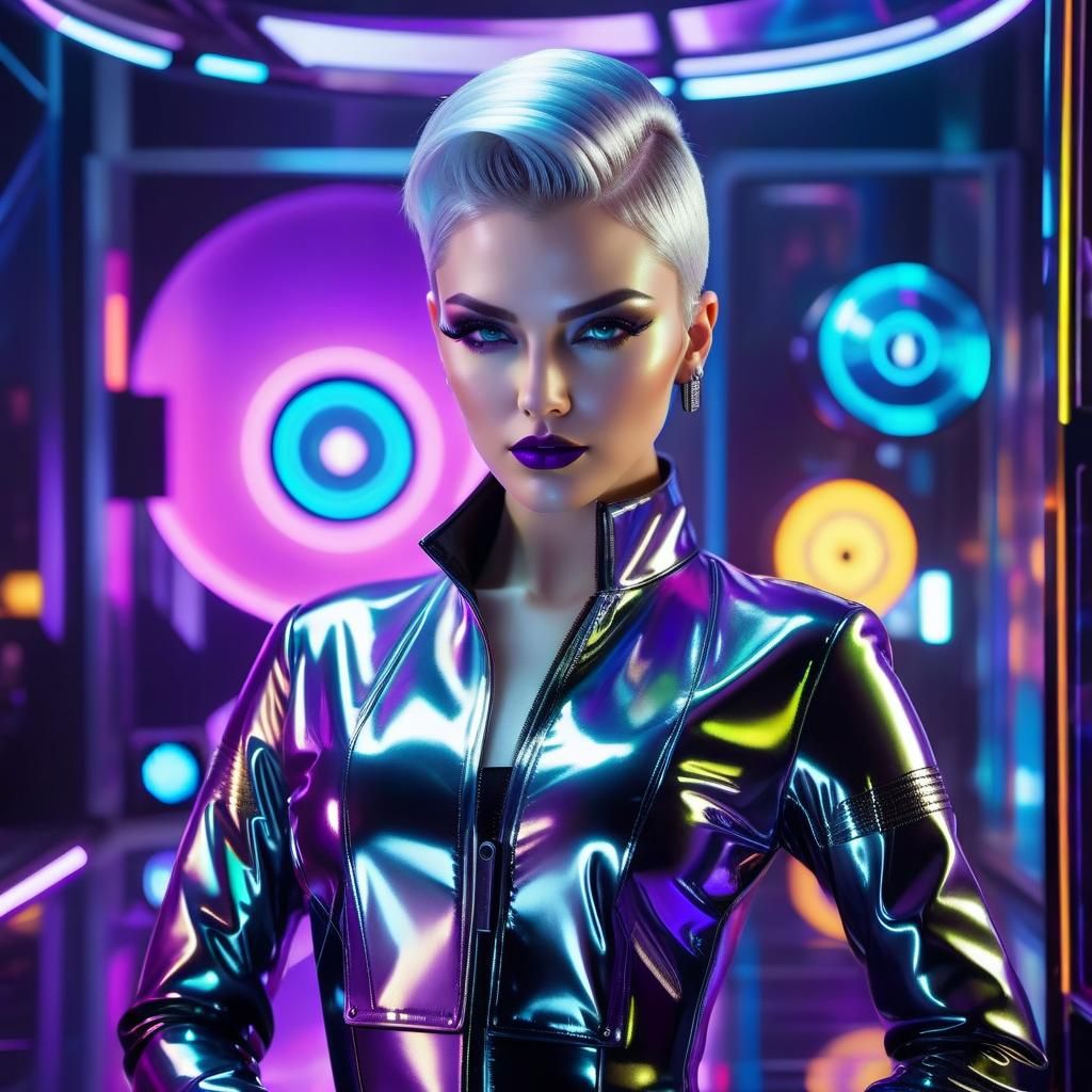 Futuristic Outlaw's Memory Extraction in Cyberpunk Style