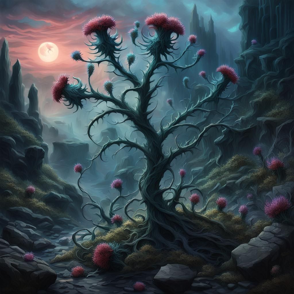 Menacing Thornstem in Dark Gothic Fantasy Environment