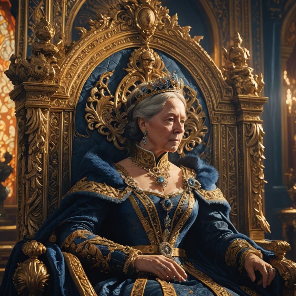 Queen Victoria in Regal Throne Room: Matte Painting