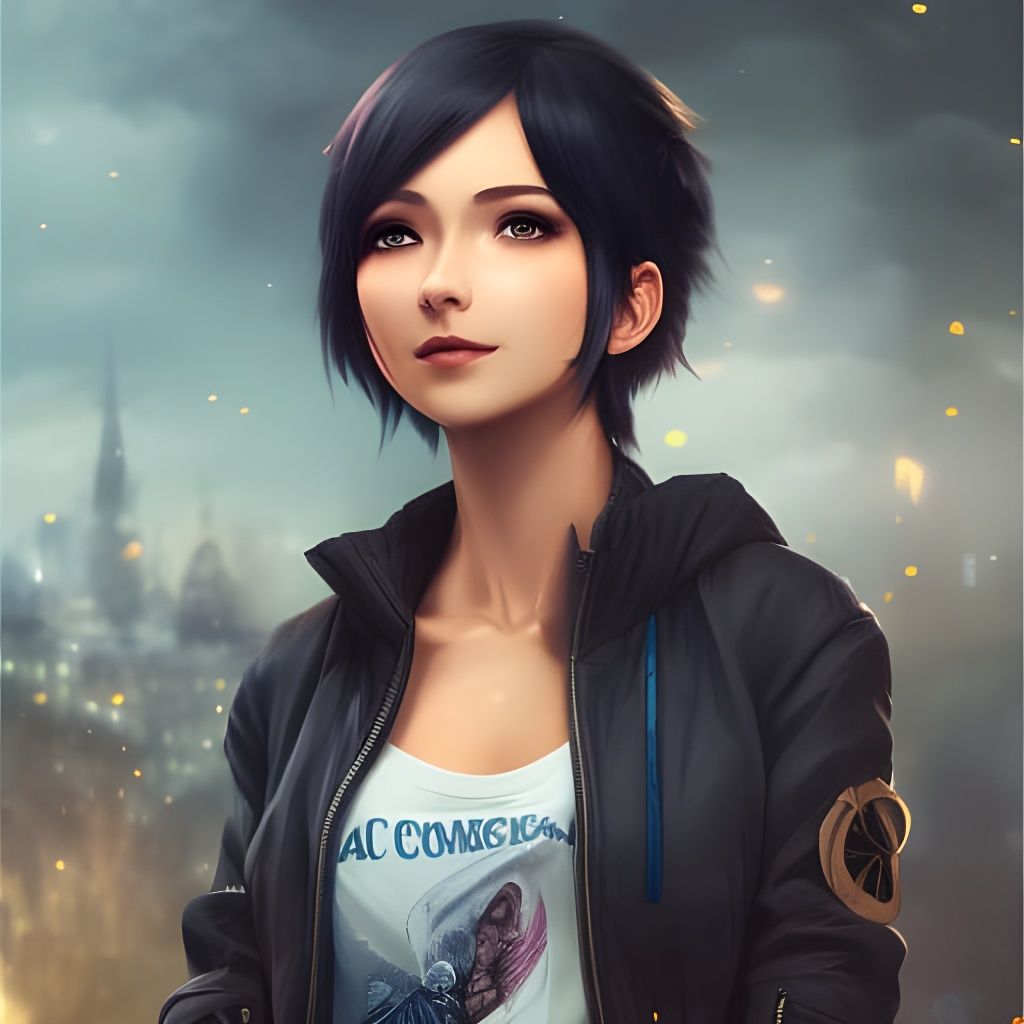 Beautiful Anime Girl Portrait in Digital Art Style