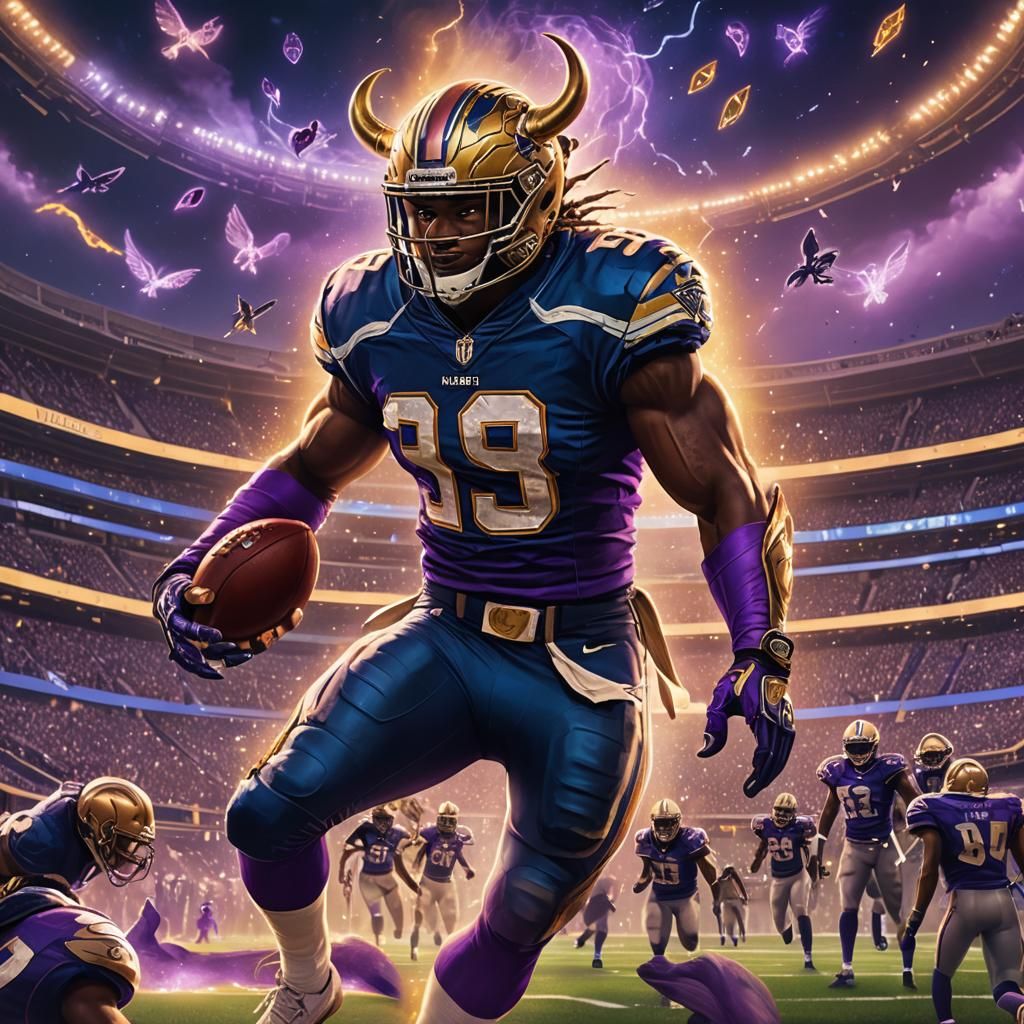 Mystical Football Player in Magical Stadium