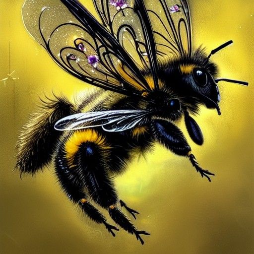 Adorable Cow Bee Hybrid in Detailed Painting Style