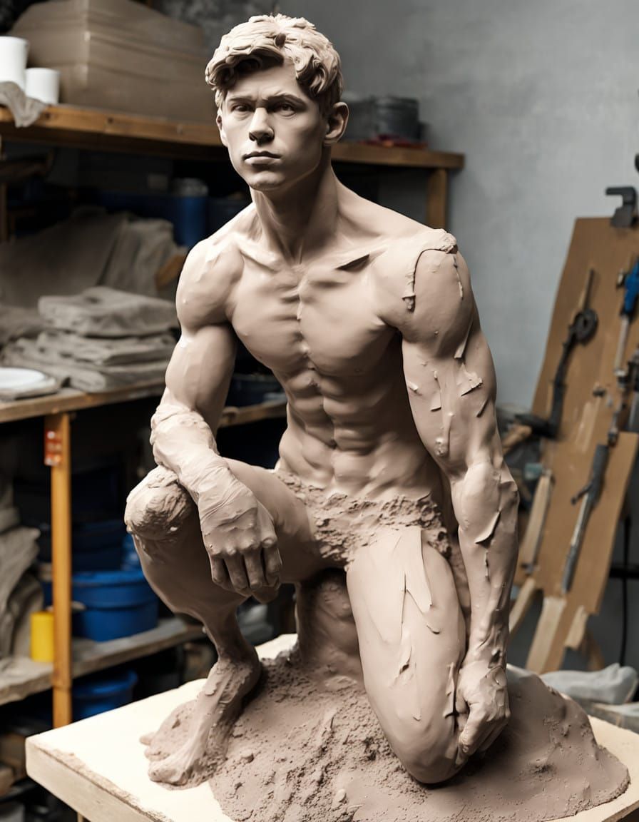 Sculptor's Studio Study in Unfinished Clay