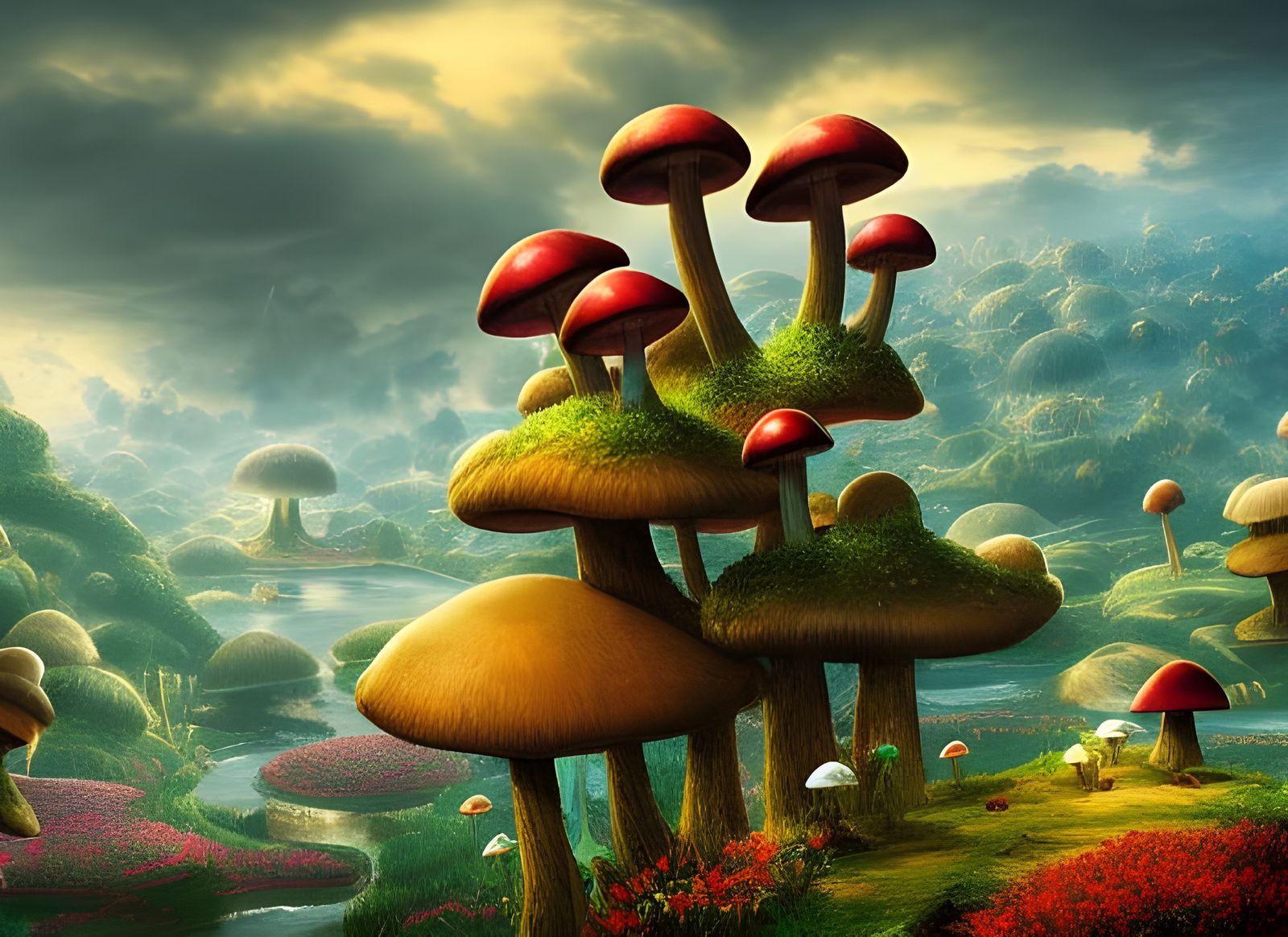 Epic Mushroom Kingdom Digital Matte Painting